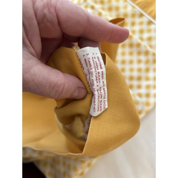 Vtg Cannon Monticello Muslin Standard Pillowcase Set Gingham Check Mustard White - Picture 4 of 8